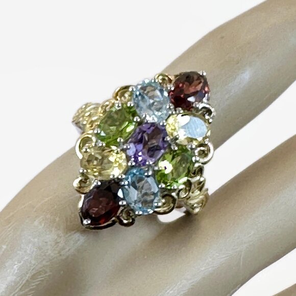 Gemstone Ring, Chuck Clemency: Designer, STS, Gold, Garnet, Amethyst, Peridot - Picture 2 of 6